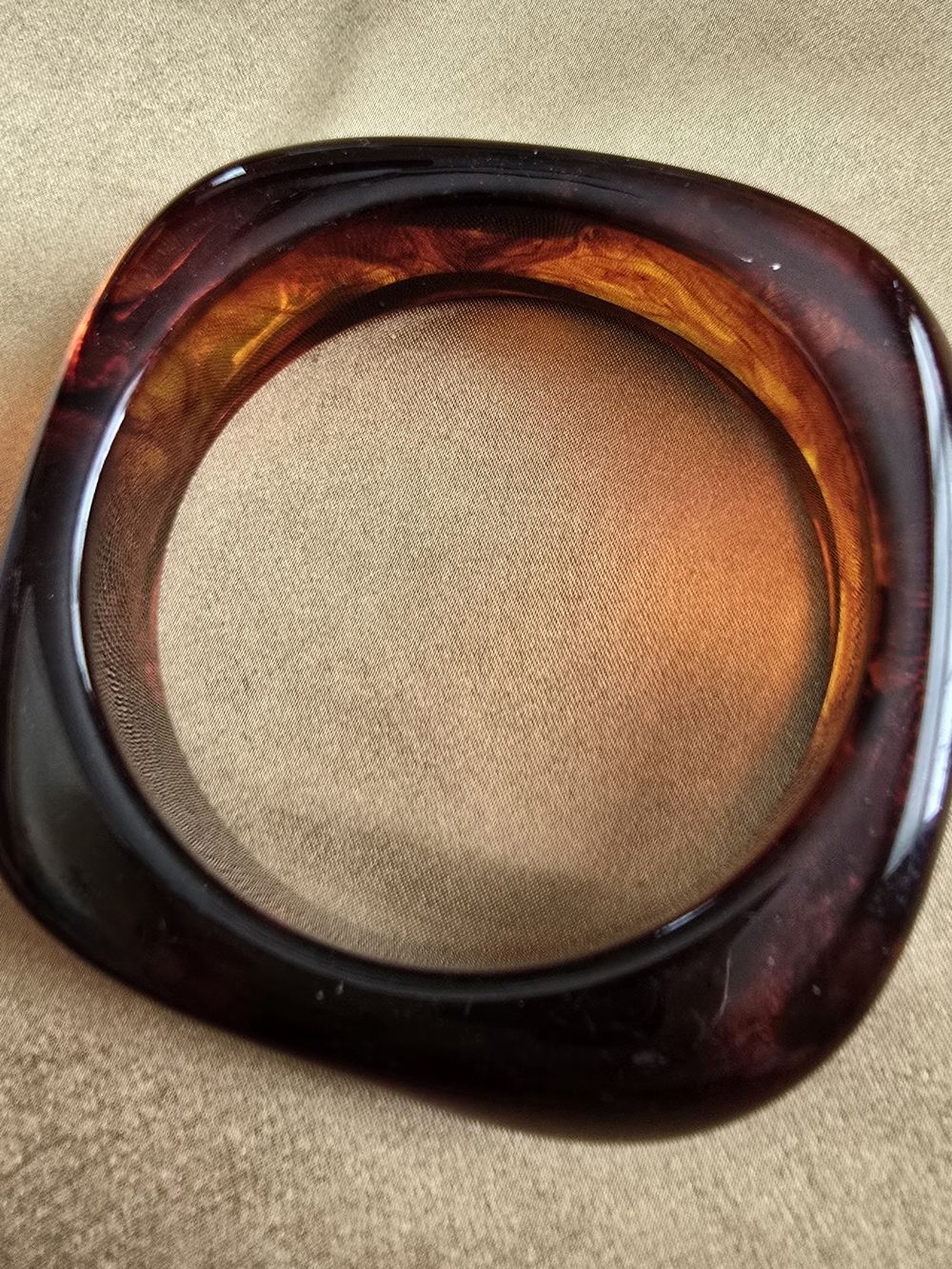 Tortoiseshell Square Resin Bangle — Amber Brown